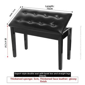 Casio Universal Solid Wood Double Person Bent Leg Piano Bench with Bookcase Ancient Harp Chair Home Use Keyboard Bench