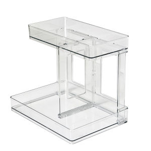 Modern Minimalist Double Layer Bathroom Transparent Storage Rack Desktop Cosmetic Organizer Plastic No Drilling Required
