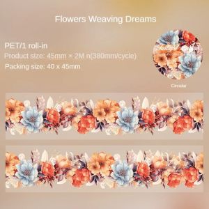 1Roll Flower Adhesives Material Landscaping Tape Dusk Decorative 2M Shadow Series Autumn Tape Flower Stickers Scrapbook 45mm*2m