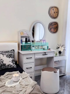 Dressing Table with LED Mirror Meja Solek With Drawer 4 Drawers Makeup Cosmetic Storage Table Bedroom Table 梳妆台