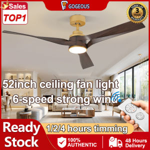 GOGEOUS 56inch Nordic ceiling fan with light modern industrial ceiling fan heavy duty DC Motor Silent 3 colors dimming 6 speed wind ceiling fan with led light with remote ceiling fan big size for living room Kitchen Dining Bedroom