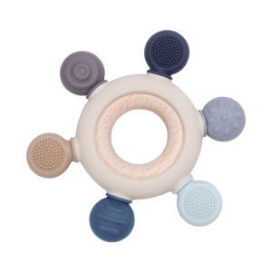 Color Kids 1PCS Silicone Baby Teether Toy BPA Free Wooden Ring Teething Chew Toy Healthy Infant Nursing Gift Newborn