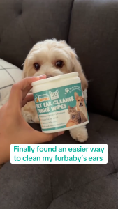 Animal Nature Pet Ear Cleaner Finger Wipes 50 pcs. Gentle Formula to Remove Debris and Ear Wax Helps Prevent Ear Itching and Inflammation Made for Cats and Dogs