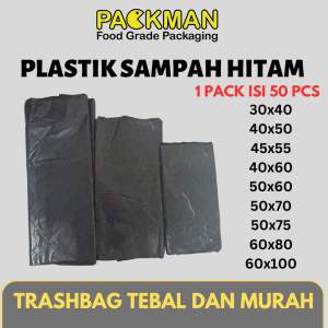 (50pcs) KANTONG PLASTIK SAMPAH HITAM 30x40/40x50/40x60/45x55/50x60/50x70/50x75/60x80 PLASTIK PACKING TRASH BAG TEBAL