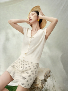 SUSHE | Floral Lace Collar French Country Knitwear Long Sleeved Top