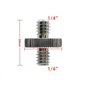 1/4 Inch Double Male Adapter Metal Screw 1/4" Male to 1/4" Male Threaded Supports Tripod Stand Action Camera Accessories