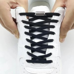 ใหม่รุ่นยืดหยุ่นไม่มี Tie Shoelaces ล็อคโลหะรองเท้า Laces สําหรับเด็กผู้ใหญ่รองเท้าผ้าใบ Quick Shoelaces ครึ่งวงกลม Shoestrings