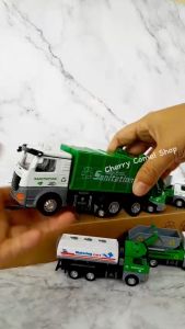 1:48 Alloy Metal Sanitation Garbage Recycle Truck Dump Truck Construction Lori Sampah Kitar Semula Mainan Toys Vehicle