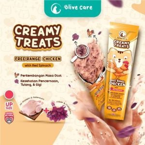 Olive Care Snack Camilan Kucing CREAMY TREATS dengan Rasa Daging Ayam Salmon dan Tuna - 1 pcs