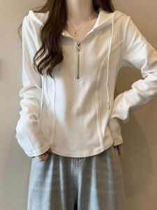 เสื้อฮู้ดแขนยาวผู้หญิงไซส์ใหญ่ ฤดูใบไม้ผลิปี 2024 เสื้อฮู้ดทรงหลวม ชุดลำลอง ปกติ แขนยาว สีสันสดใส เสื้อผ้าทำงานสไตล์เกาหลี