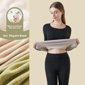 MiiOW | Warm Underwear Set For Women 2025 New Autumn Winter Seamless Heat Retention Cat Person Cashmere Silk Long Sleeve Sweet Style