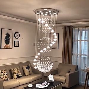 【Free gift + Free bulb】Modern LED Long Chandelier Crystal Three-Balls Modern Chandeliemr Lighting Ceiling Light Fixntuarse for Living Room Hotel Hallway Foyer EnseuimtryWay Romartuntic