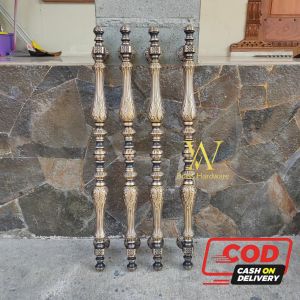 Handle Pintu Rumah Kuningan Motif Vas Ukir Antik 92 cm 4 pcs