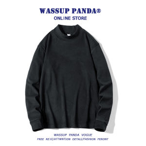 Wassup Panda Mens Long Sleeve High Collar T-Shirt Casual Loose Fit Thermal Polyester And Spandex Anti-Wrinkle Winter Top