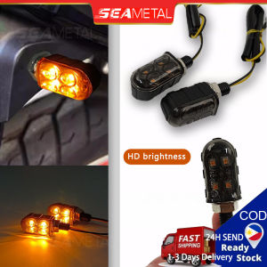 SEAMETAL Motorcycle Turn Signal Light 4 LED HD Brightness Universal Waterproof Flashing Blinker Motor Warning Lamp 2pcs