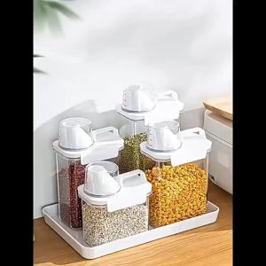Food Storage Box Container Kitchen Storage Dried Grains Tank Bottles Set with Pour Lids Jars