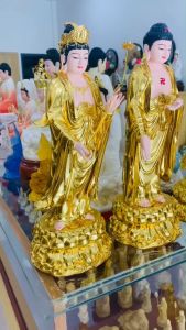 Bộ tôn tượng 3 vị Phật Tây Phương Tam Thánh cao 46cm hàng nhập khẩu chất liệu composite cao cấp dùng để thờ cúng