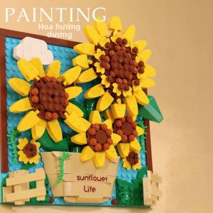 Lele Brother | Khung Hướng Dương Đêm Sao 3D Bó Hoa Hàng Không Trẻ Em Tự Lắp Ráp