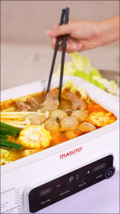 Nồi Lẩu Hấp Đa Năng 3in1 Masuto MSSteam - Vừa Lẩu Vừa Hấp Vừa Hầm Công Suất 1500W Dung Tích 145L Hấp Gà Nguyên Con