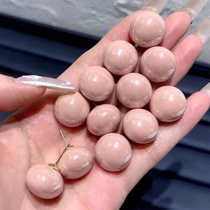 Refined and Simple Ceramic Pink Pearl Stud Earrings Niche Style Classic Style Daily Work Clothing Earrings Ins Fashionable Do Not Fade