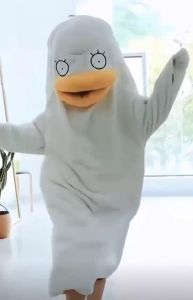 คลิปวิดีโอเก็บเงินปลายทาง รูปแบบชุดนอนเป็ดสีแดงสุทธิ ฤดูใบไม้ผลิและฤดูใบไม้ร่วงหญิงห่านขนาดใหญ่ เป็ดสีขาวชุดนอน