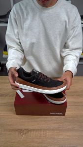 NAZ HARLAND - Sepatu Sneakers Pria NAZ Kasual Suede Hitam Sol Dijahit Sepatu Kets Pria 100% LOKAL