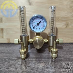 Solid Brass TIG Welding Dual Output Argon Regulator Flow Meter