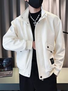 Áo Khoác Nam Mùa Xuân Phong Cách Mới Cổ Đứng Kẻ Sọc Chéo Đơn Giản Hàn Quốc Trẻ Trung Giản Dị Dài Tay Thường Ngày Áo Khoác Ngoài