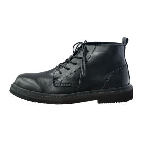 Twenty Five Mens Leather Boots Spring Autumn High Top Martin Shoes with Reversible Fleece Lining Round Head Laces