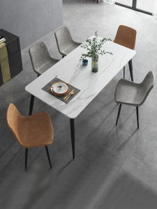 Modern Italian Minimalist Rock Board Rectangle Table Simple Dining Table with Chairs Assembly Required Home Furniture