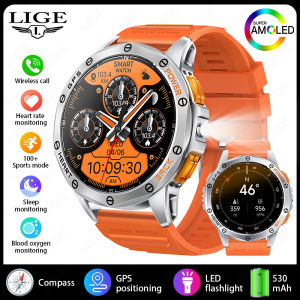 New Military Smart Watch Men Heart Rate Monitoring Flashlight AMOLED HD Display 3ATM Waterproof Outdoor Sports Fitness Tracker