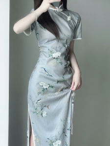 Vintage Elegant Casual Qipao Dress Short Sleeve