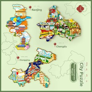 Cultural Creative City Themed Metal Fridge Magnet