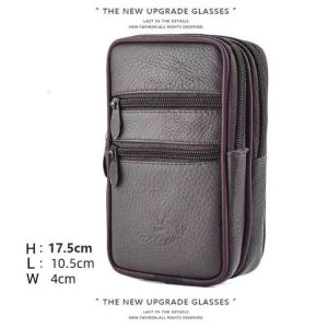 TIK Casual Mens Fashion Mini Leather Shoulder Bag 2Way Genuine Leather Cellphone Sling Bag/Belt Bag Cowhide Crossbody Bag For Men And Women