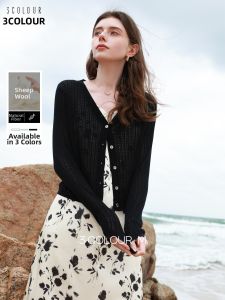 3COLOUR·S | Lacy V-Neck Lightweight Knit Sweater M