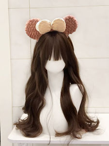 Long Brown Curls Lolita Wig Womens JK Full Head Cover Princess Style Water Wave Pattern Half-Up Hair Extensions Princess