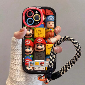 Soft Silicone  16Pro Phone Case New Plaid Mario 17ProMax Not Coupled High End Anti Fall Full Cover Cartoon Women