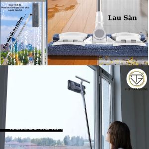 Cây Lau Kính Gạt Kính Lau Sàn Nhà Gạt Nước Đa Năng Xoay 360 Độ Cán Dài 150cm Tiện Ích Dọn Dẹp Nhà Cửa