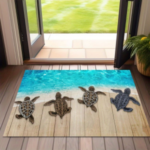 VIKAMA Coastal Sea Turtle Welcome Doormat Non-Slip Durable Rug for Indoor Outdoor Patio Bathroom Home Decoration