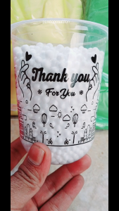 gelas cup minuman plastik MOTIF THANKYOU (NEW) 14oz 16oz 18oz 22oz oval datar / cup teh / cup of tea