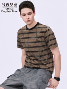 Mark Fairwhale | Striped Dip Dye Embroidered Mens T-shirt