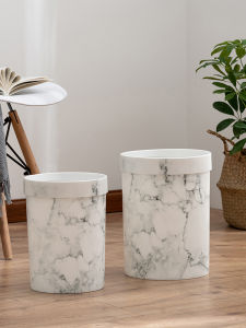 Nordic Style Home Use Plastic Trash Can round Body Storage Bucket without Lid for Living Room And Bedroom Minimalist Design