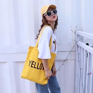 Fashion Bag กระเป๋าโท้ทสำหรับผู้หญิง กระเป๋าโท้ทสำหรับผู้หญิง-กระเป๋าผ้ามินิมอล สกรีน ขนาด 34*37cm กระเป๋า Tote Bag-WHITE