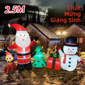 Combo Ông Già Noel Và Người Tuyết Bơm Hơi Giáng Sinh Với Đèn LED Tích Hợp Để Trang Trí Sân Vườn Trong Nhà/ngoài Trời