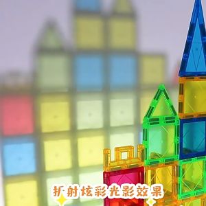 ของเล่นเพื่อการศึกษาสำหรับเด็ก บล็อกแม่เหล็กสีสันสดใสสำหรับเด็กชายและเด็กหญิง ประกอบตัวต่อปริศนา