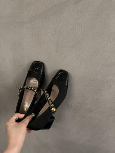 French Style Chunky Floral Color Block Soft Mary Jane Shoes Womens New 2025 Spring Retro Skirt Matching Gentle Shoes