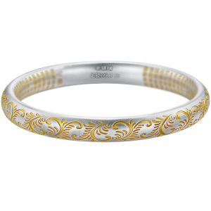WU YUE JEWELRY | Engraved Filigree Sterling Silver Bangle