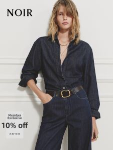 MO&Co. | Waisted Tencel Cotton Raw Denim Shirt