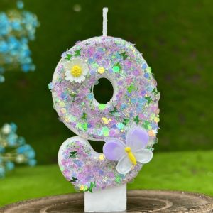 1pc Purple Butterfly Birthday Candle Coloful Butterfly Number 1 Candle Cake Topper Decoration Birthday Party Home DIY Decoration