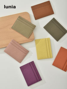 Lunia Ultra-Thin Card Holder Togo Top Layer Cowhide Anti-Magnetic Leather Clip for Driving Licenses and ID Cards for Men and Women